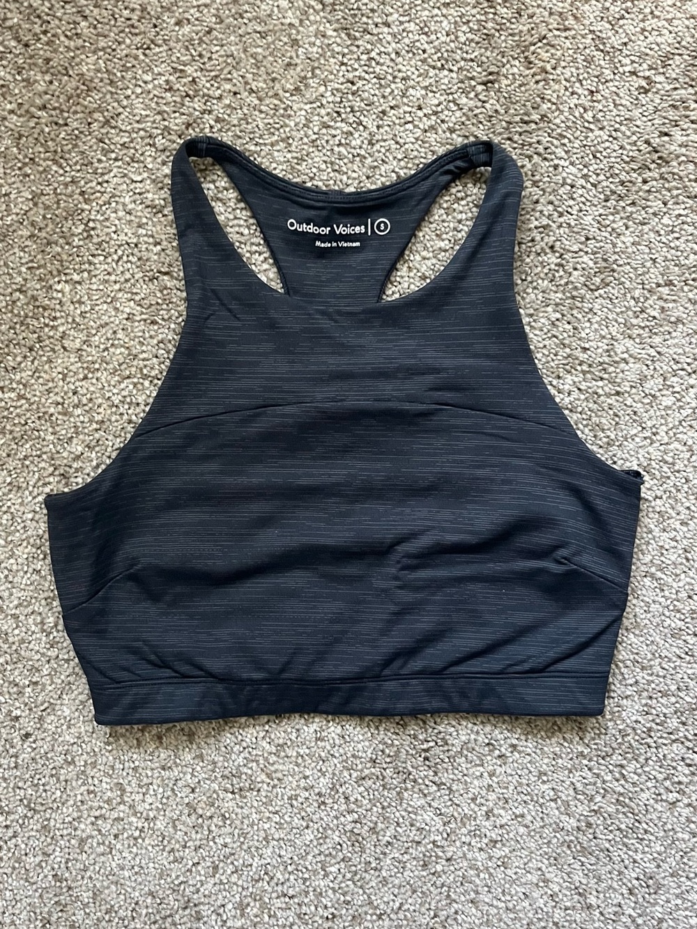 Outdoor Voices Black High-Neck Racerback Sports Bra